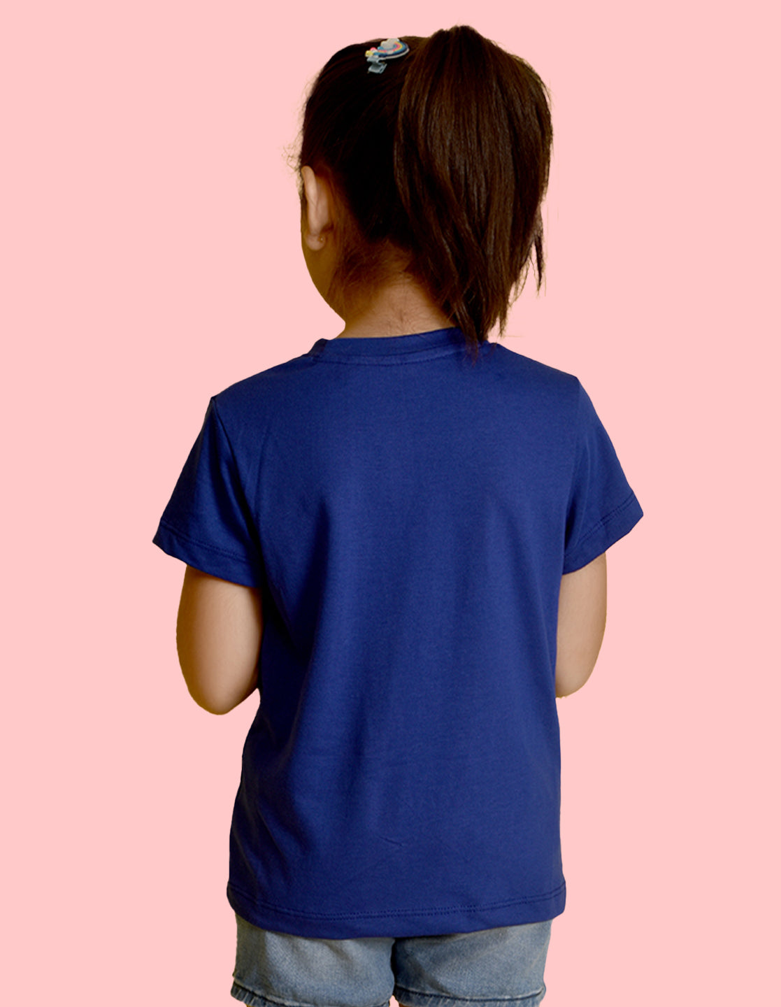 Nusyl Girl's Royal Blue Princess Text Printed Regular Fit T-Shirt