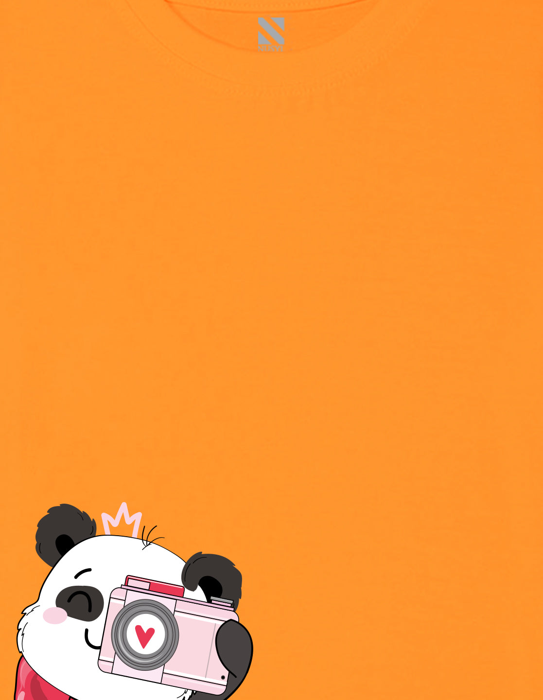 Nusyl Girl's Orange Panda Printed Regular Fit T-Shirt