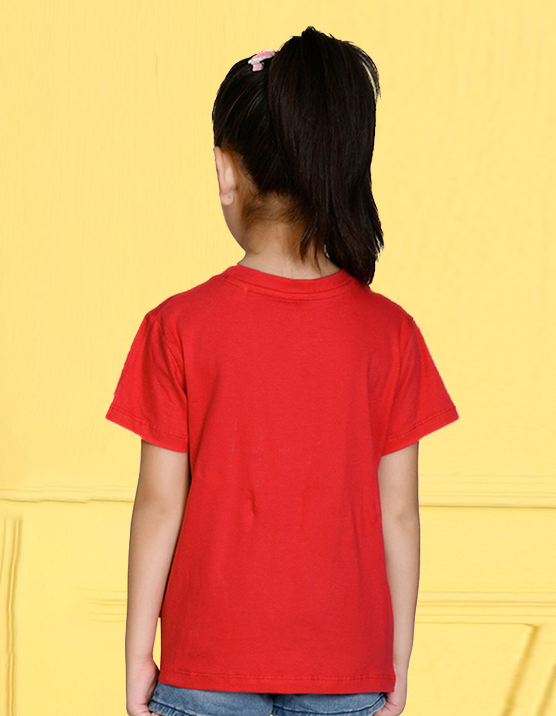 Nusyl Girl's Red Panda Printed Regular Fit T-Shirt