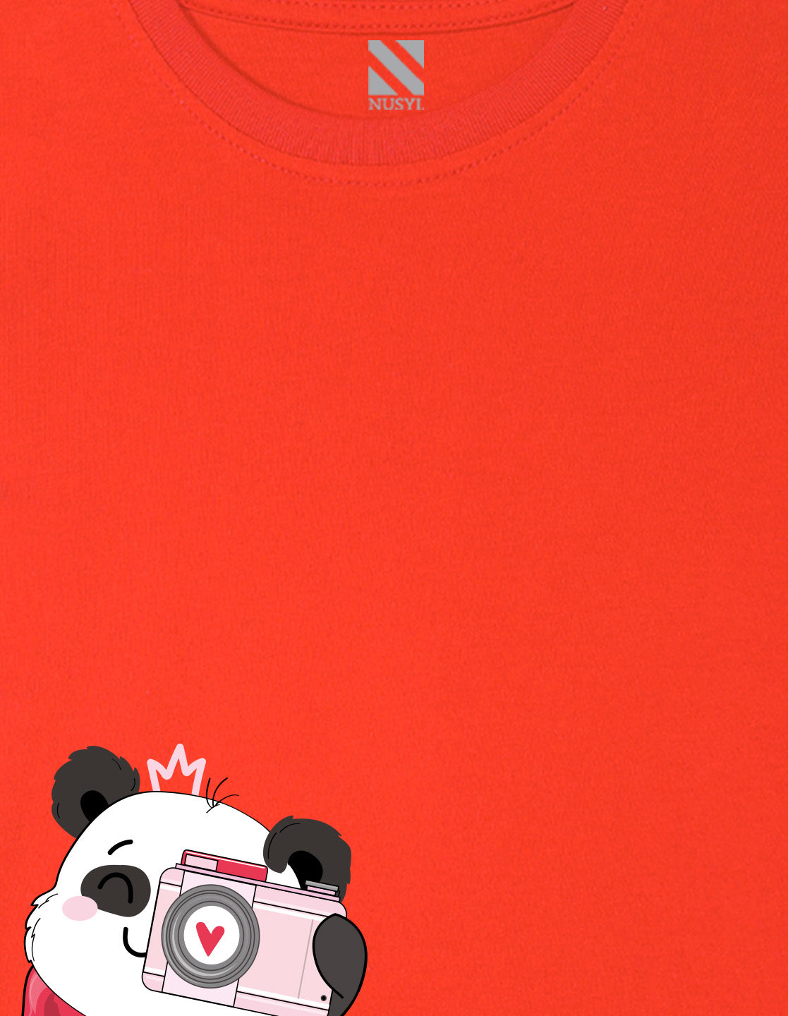 Nusyl Girl's Red Panda Printed Regular Fit T-Shirt