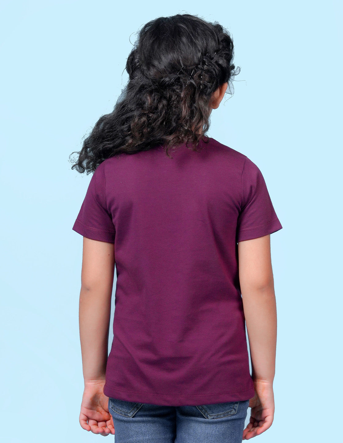 Nusyl Girl's Wine Panda Printed Regular Fit T-Shirt