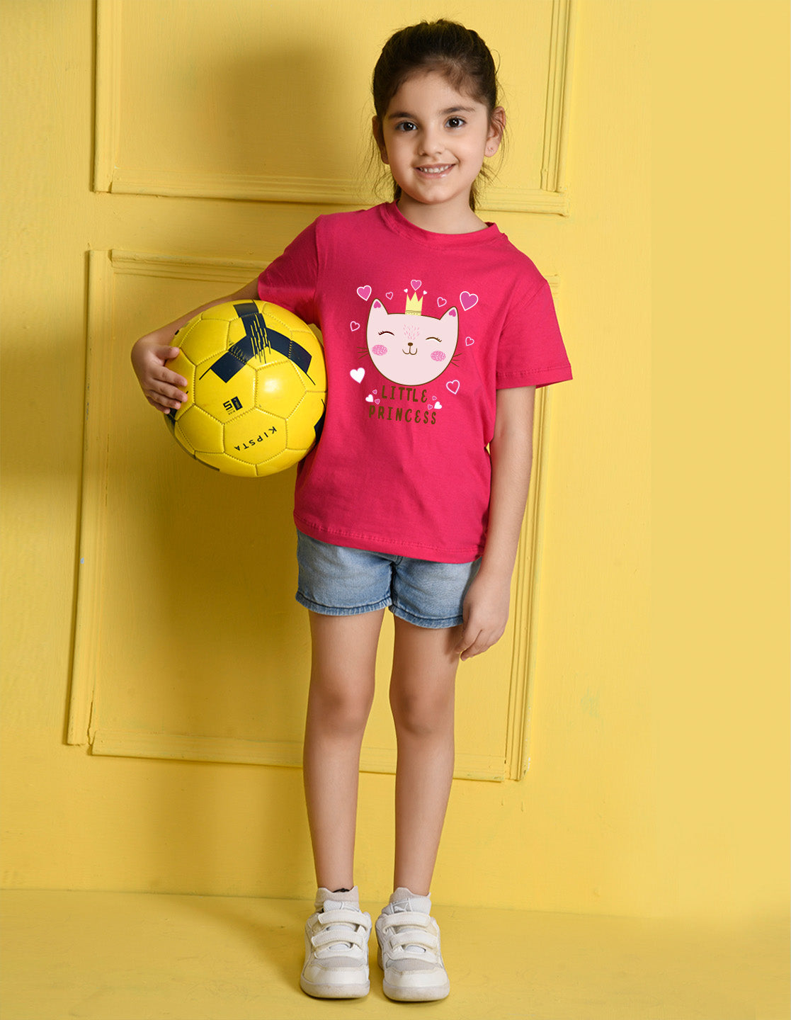 Nusyl Girl's Hot Pink Little Princess Text Printed Regular Fit T-Shirt