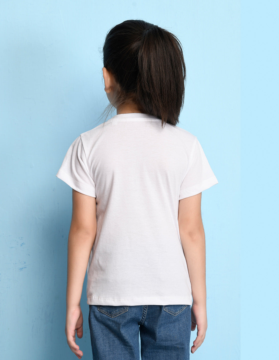 Nusyl Girl's White Cute Teddy Bear & Text Printed Regular Fit T-Shirt