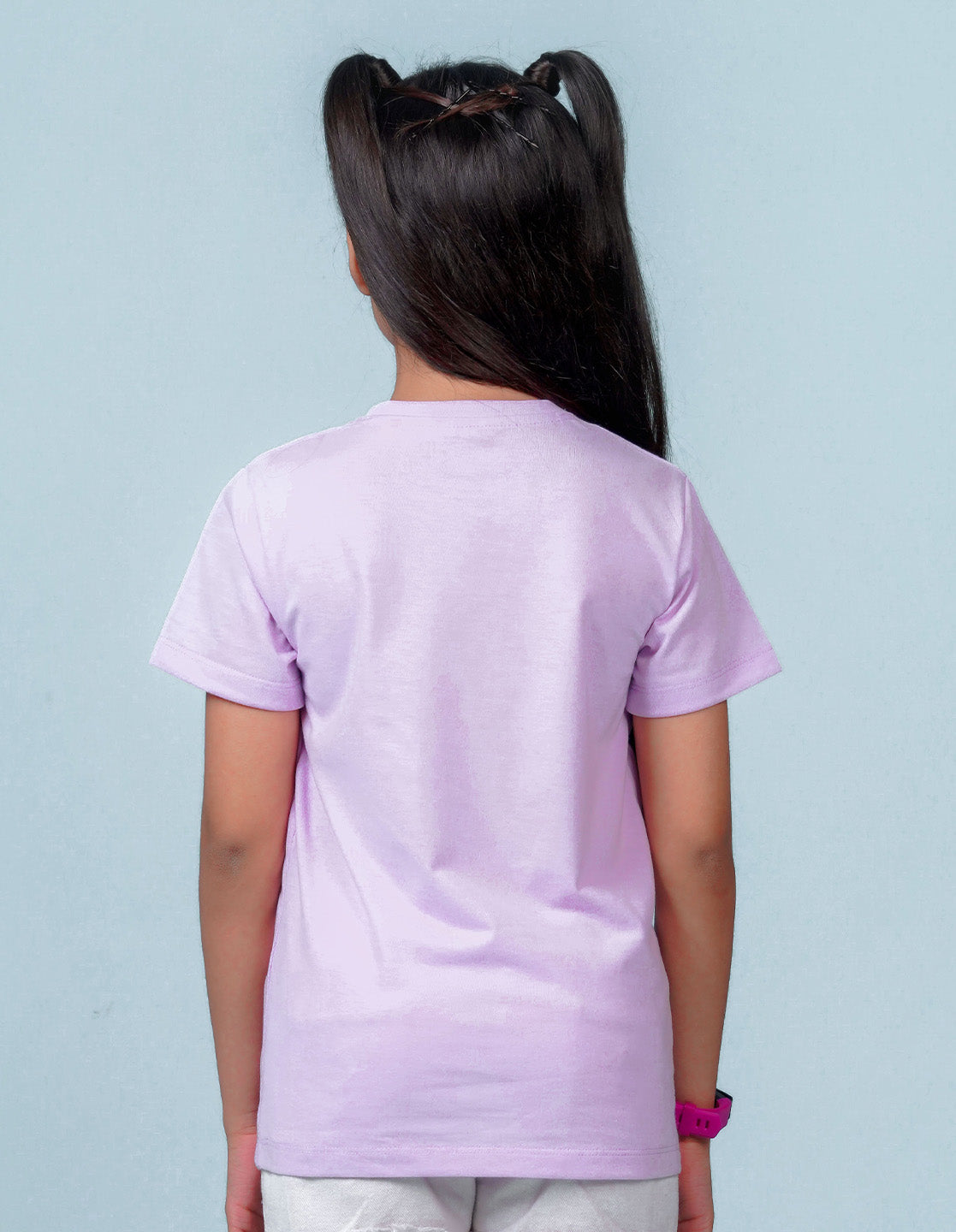 Nusyl Girl's Lilac Cute Teddy Bear & Text Printed Regular Fit T-Shirt