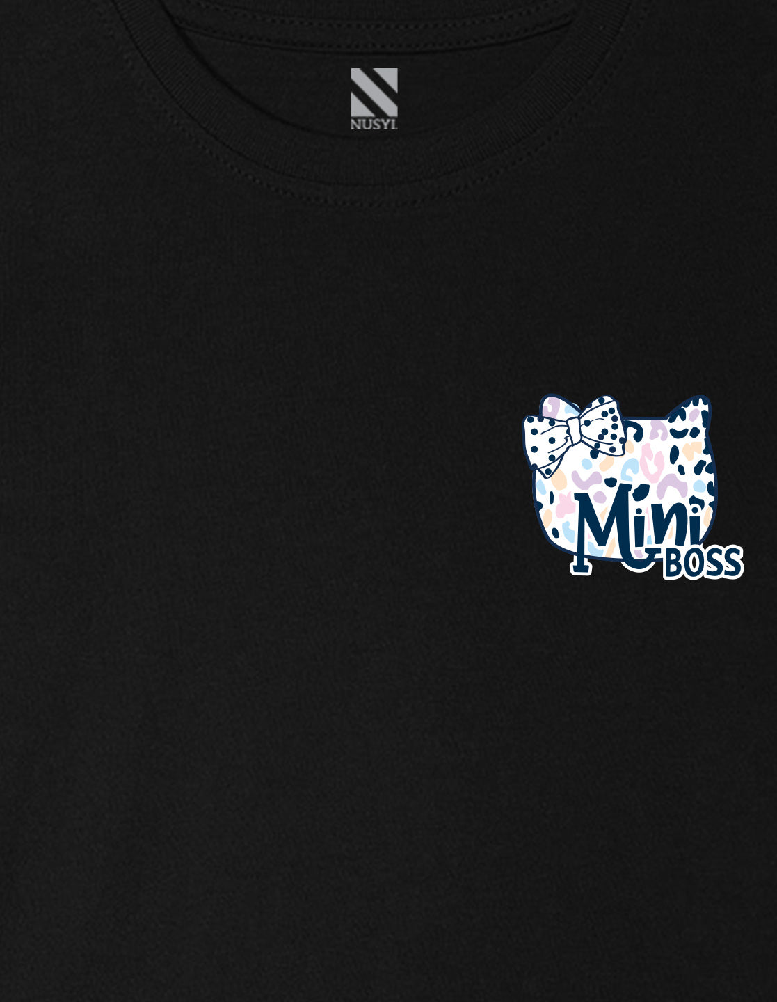 Nusyl Girl's Black Mini Boss Text Printed Regular Fit T-Shirt