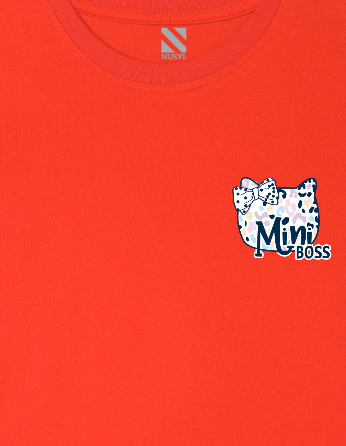 Nusyl Girl's Red Mini Boss Text Printed Regular Fit T-Shirt