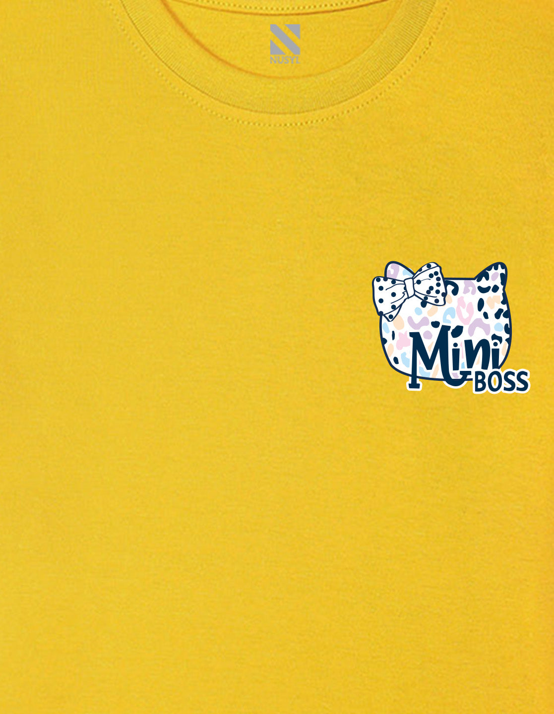 Nusyl Girl's Yellow Mini Boss Text Printed Regular Fit T-Shirt