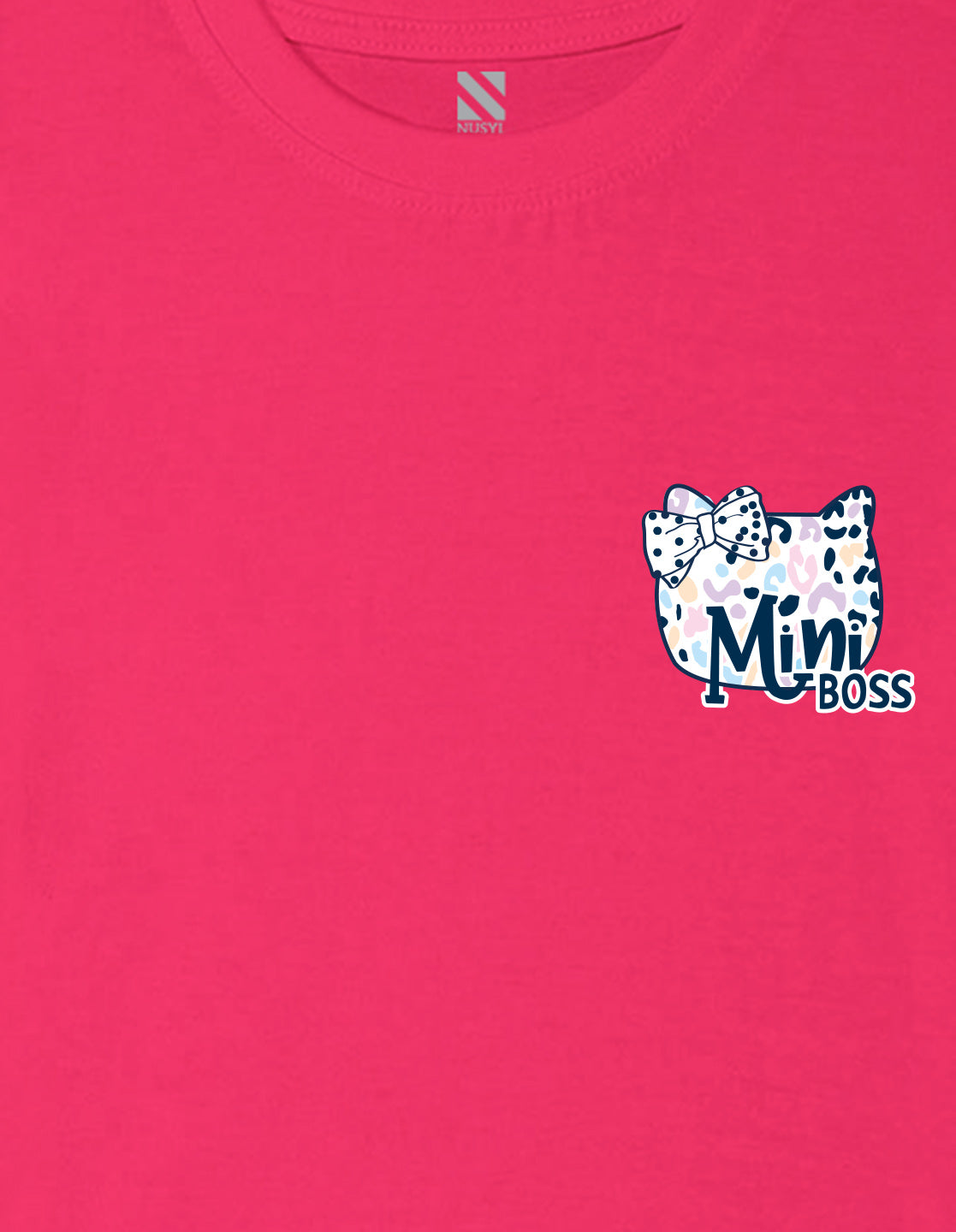 Nusyl Girl's Hot Pink Mini Boss Text Printed Regular Fit T-Shirt