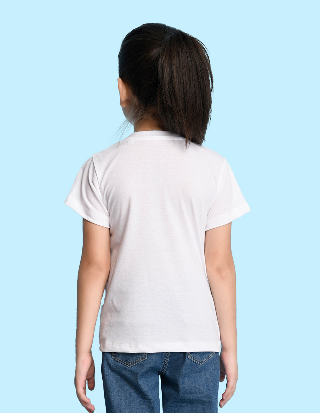 Nusyl Girl's White Smile Text Printed Regular Fit T-Shirt