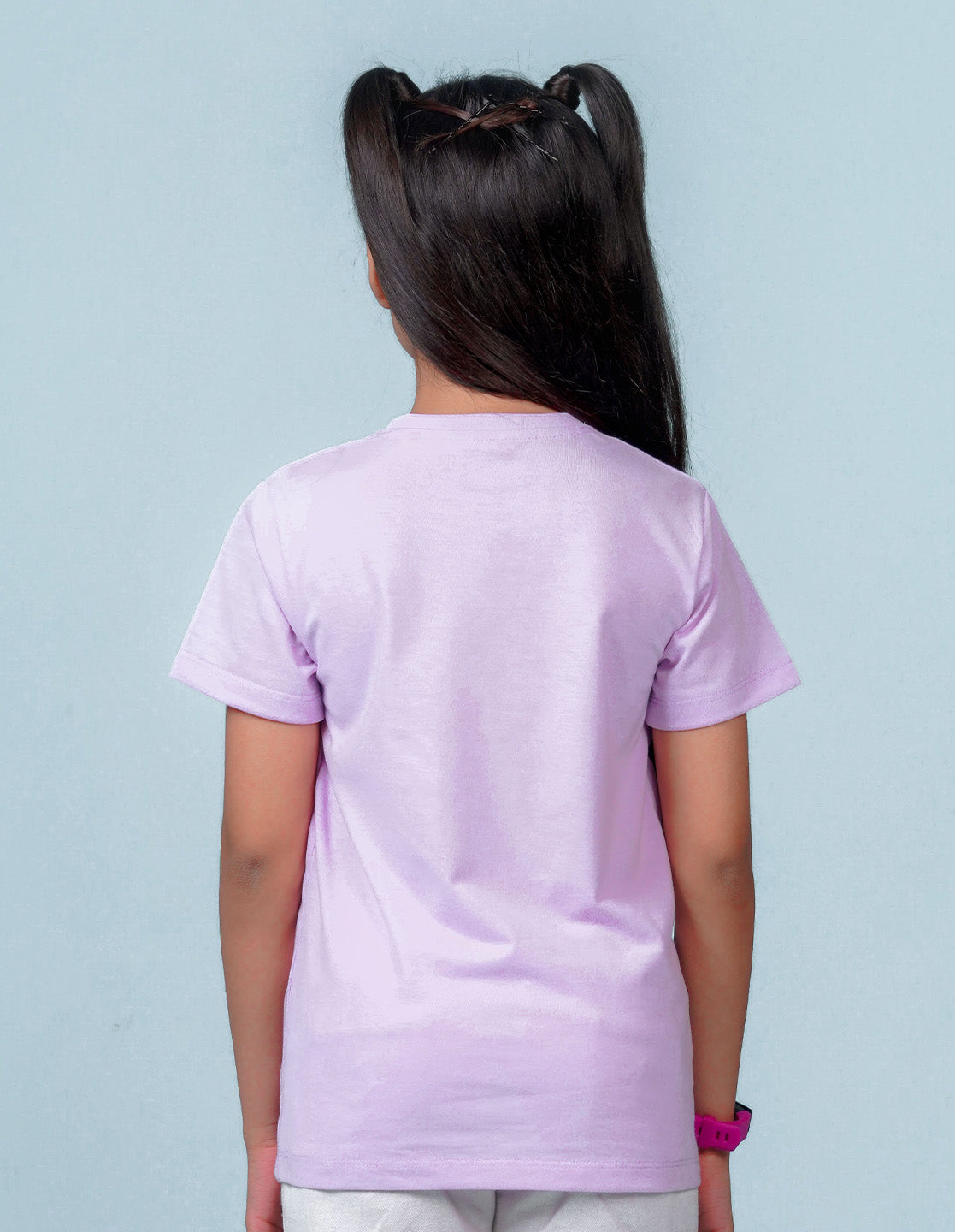 Nusyl Girl's Lilac Smile Text Printed Regular Fit T-Shirt
