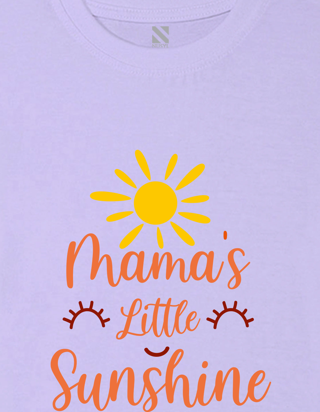Nusyl Girl's Lilac Mama's Little Sunshine Text Printed Regular Fit T-Shirt