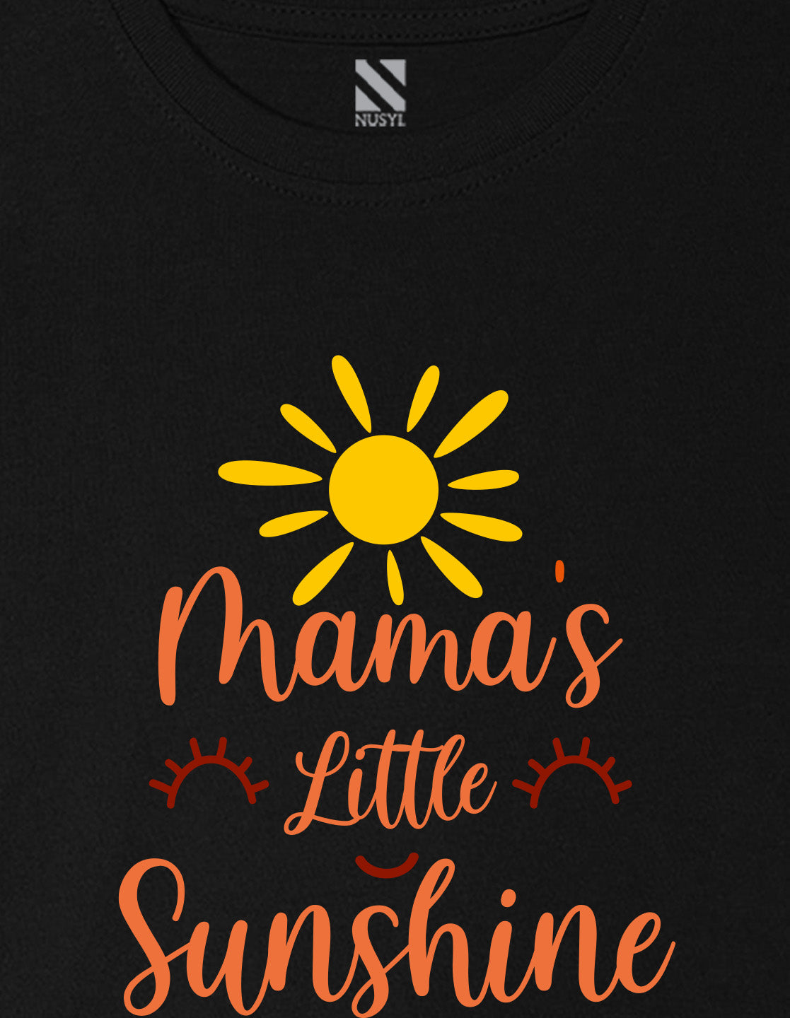 Nusyl Girl's Black Mama's Little Sunshine Text Printed Regular Fit T-Shirt