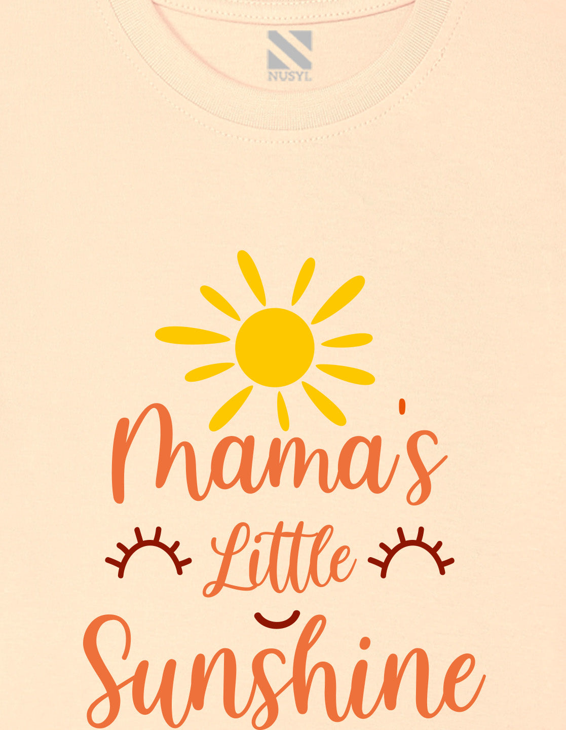 Nusyl Girl's Beige Mama's Little Sunshine Text Printed Regular Fit T-Shirt