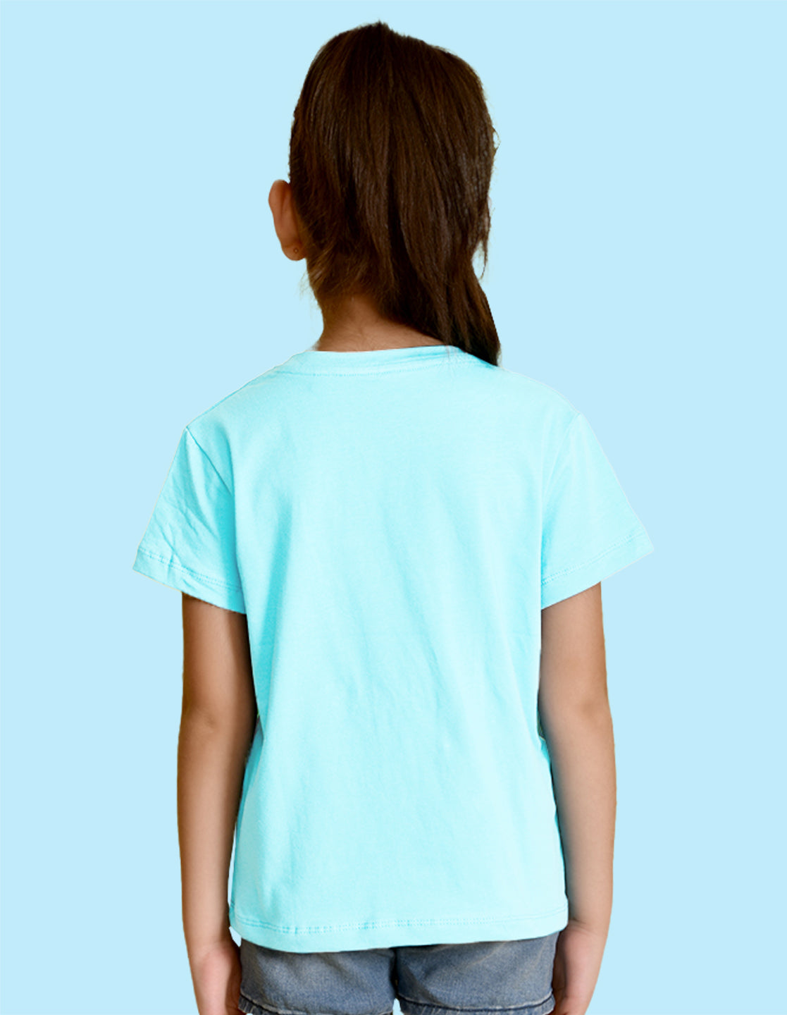 Nusyl Girl's Sky Blue Mama's Little Sunshine Text Printed Regular Fit T-Shirt