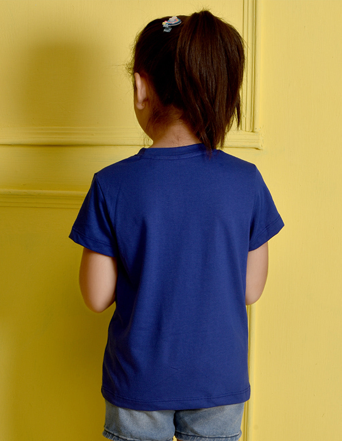 Nusyl Girl's Royal Blue Mama's Little Sunshine Text Printed Regular Fit T-Shirt