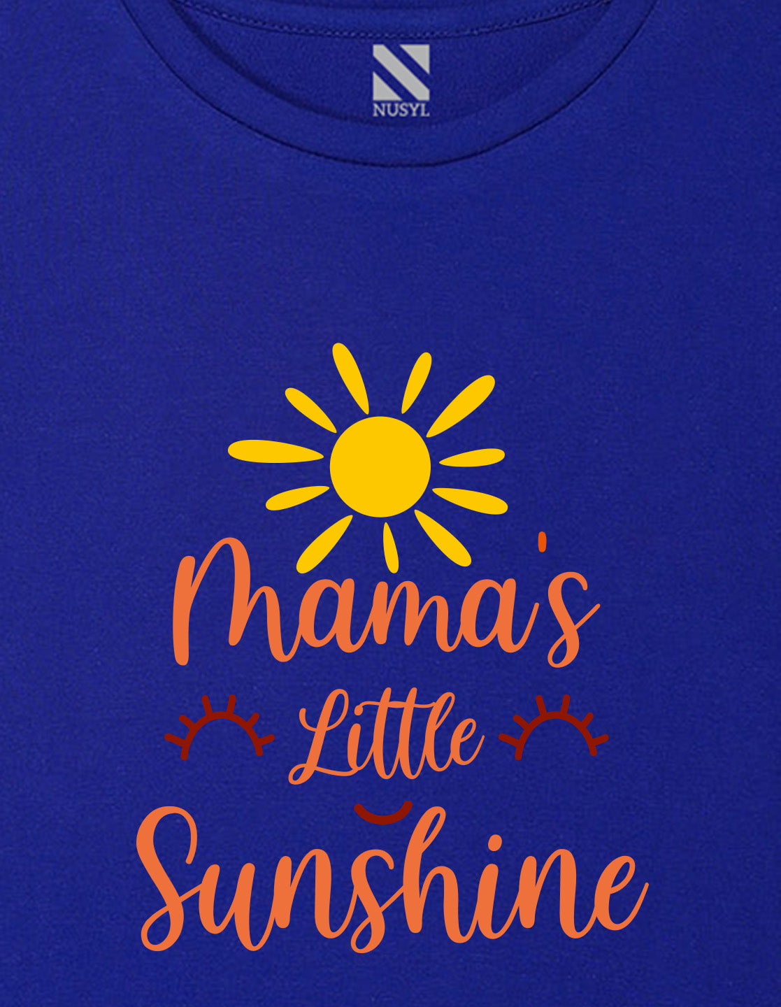 Nusyl Girl's Royal Blue Mama's Little Sunshine Text Printed Regular Fit T-Shirt