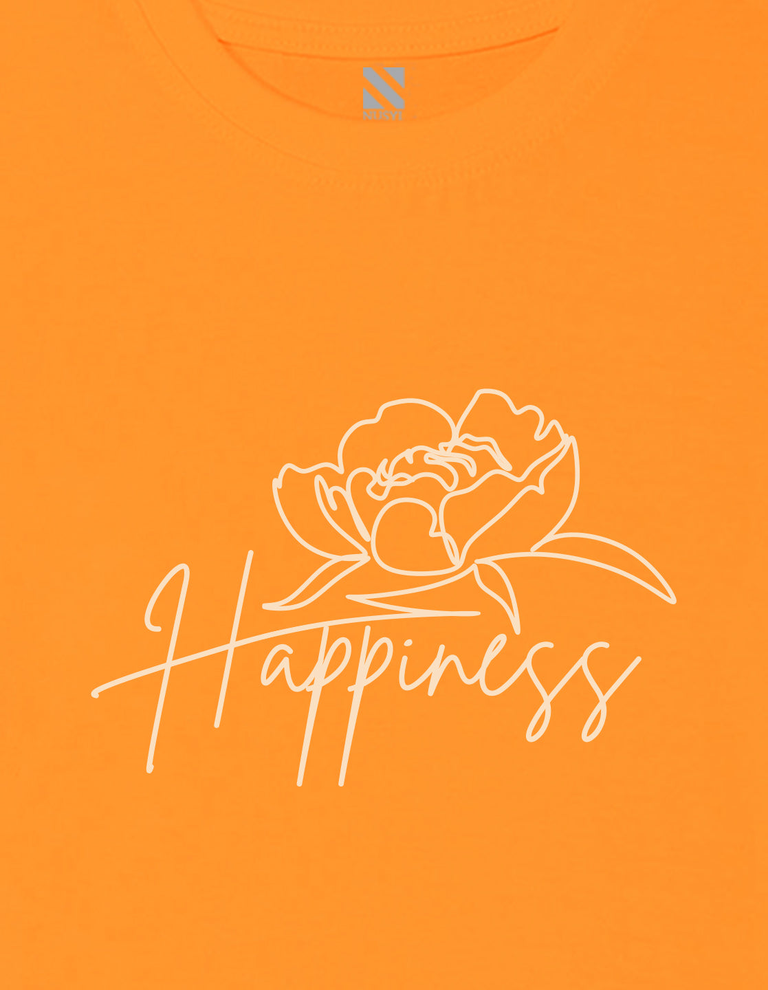 Nusyl Girl's Orange Happy Text Printed Regular Fit T-Shirt