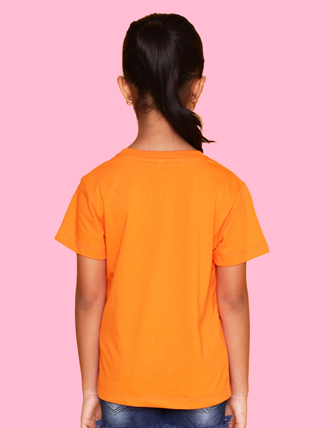 NUSYL Girls Orange & Hot Pink & Navy Blue Cute And Pretty Text Printed T-Shirt Pack of 3