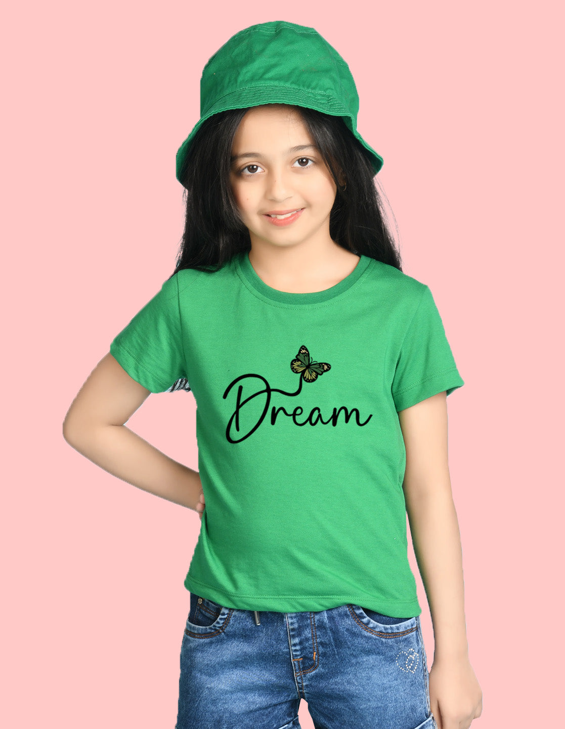 NUSYL Girls Sky Blue & Green & Brown Multi Text Printed Half Sleeves T-Shirt Pack of 3