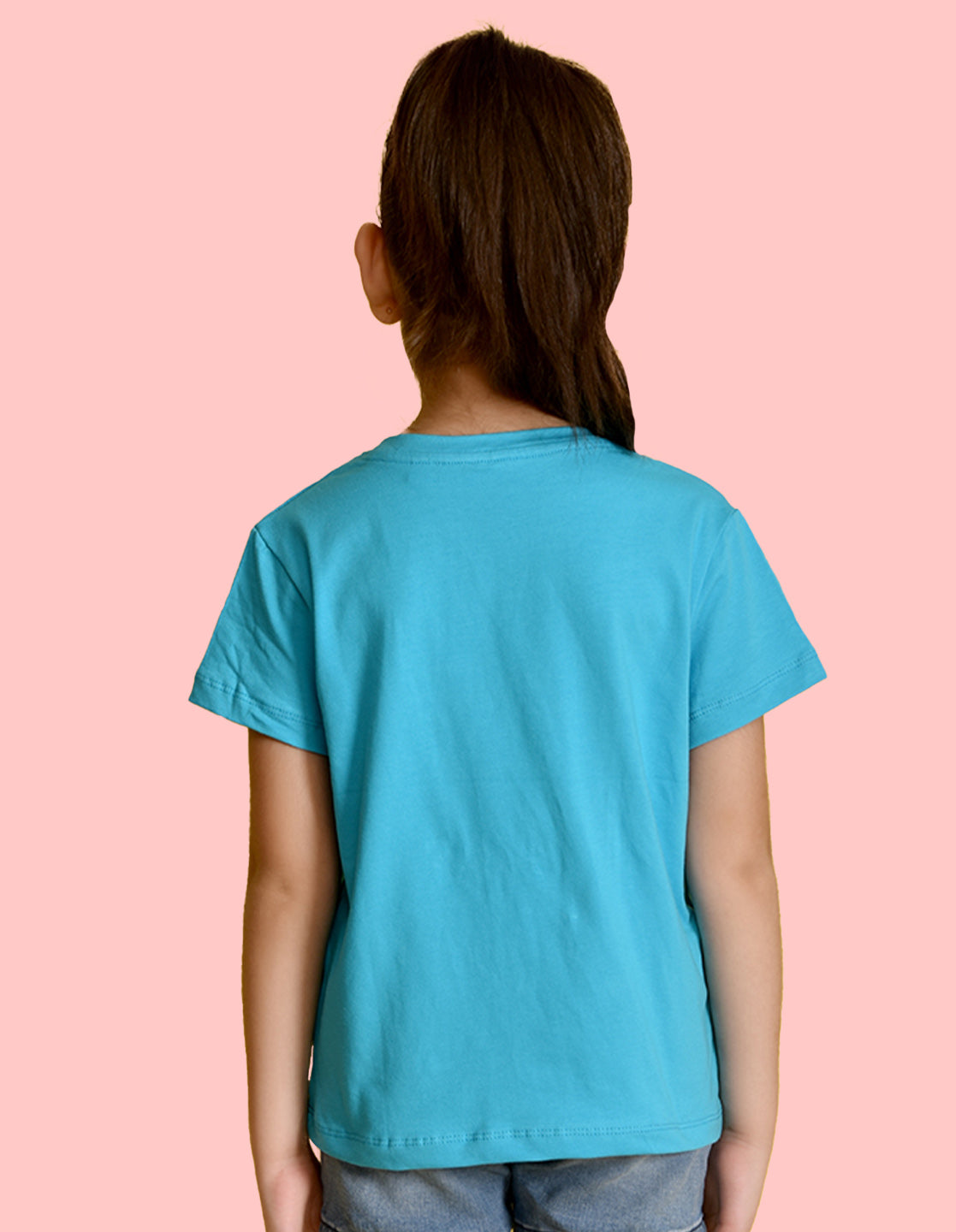 NUSYL Girls Sky Blue & Green & Brown Multi Text Printed Half Sleeves T-Shirt Pack of 3