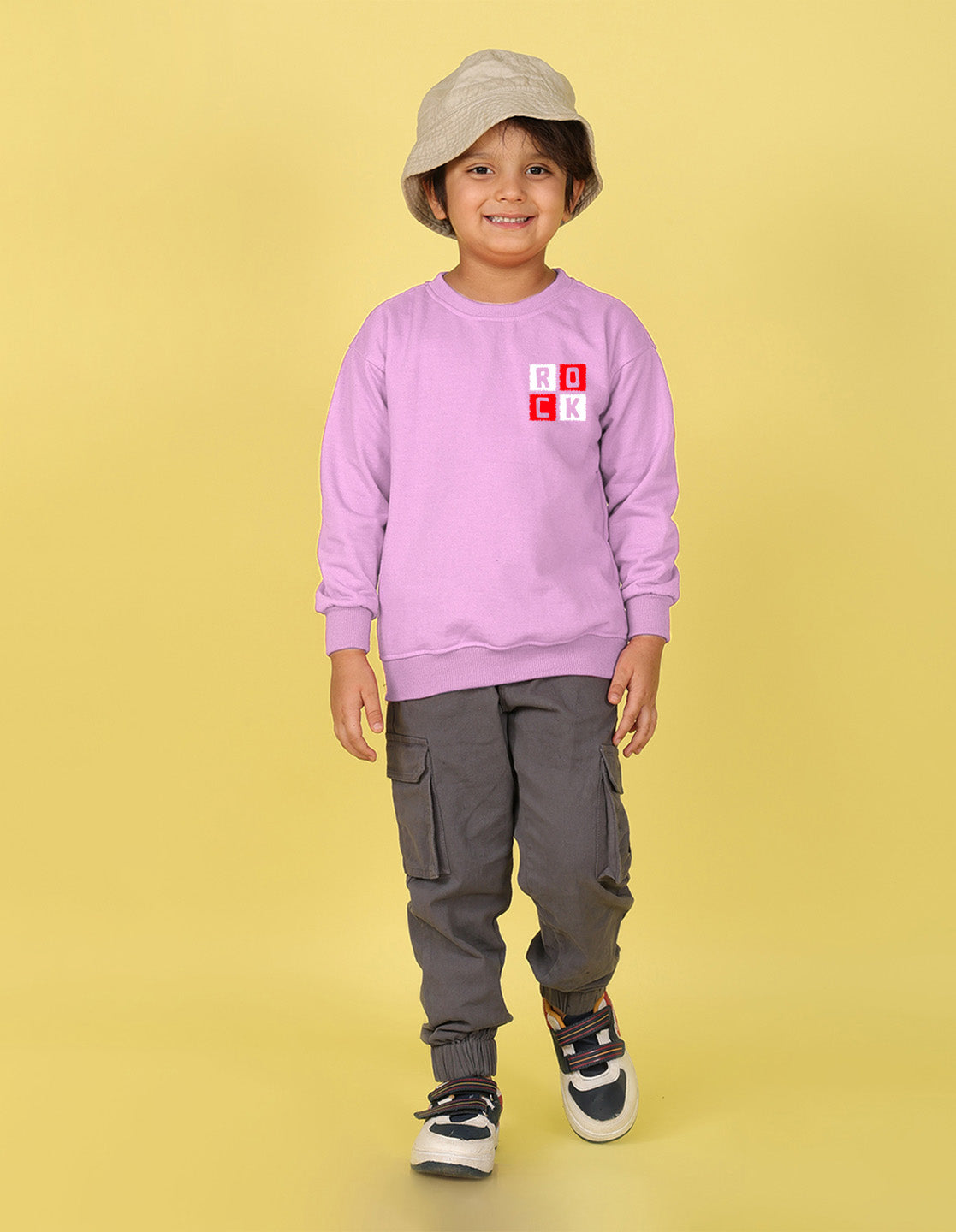 NUSYL Boy's Lilac Rock text Printed Oversized Round neck Sweatshirt