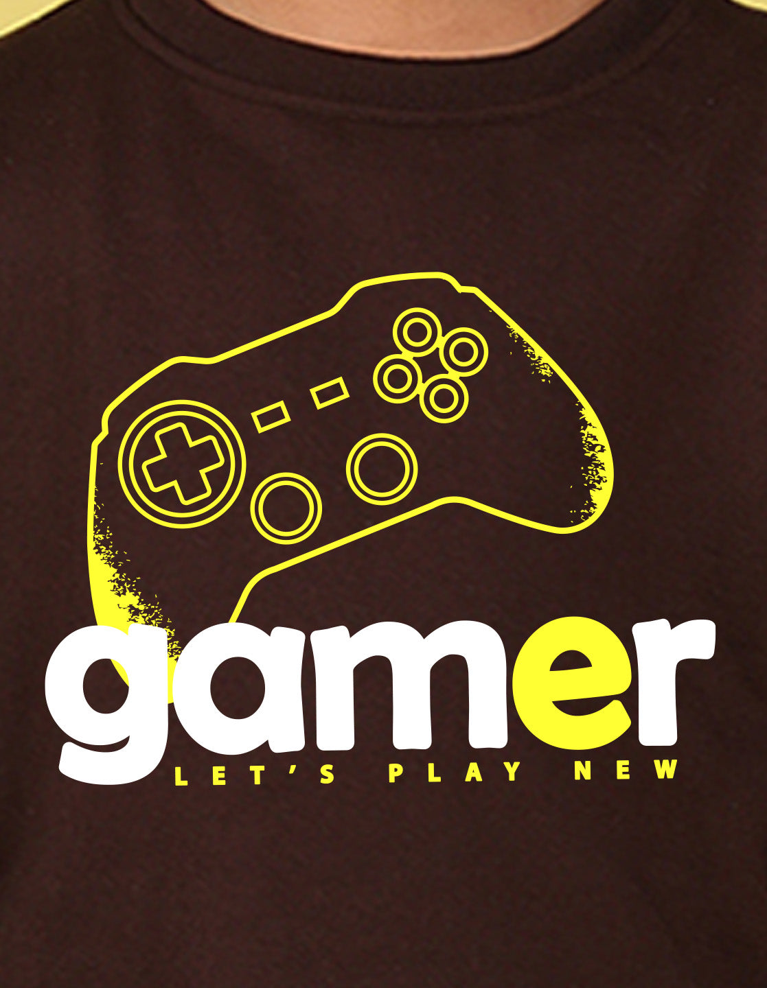 NUSYL Boy's Brown Gamer text Printed Oversized Round neck Sweatshirt