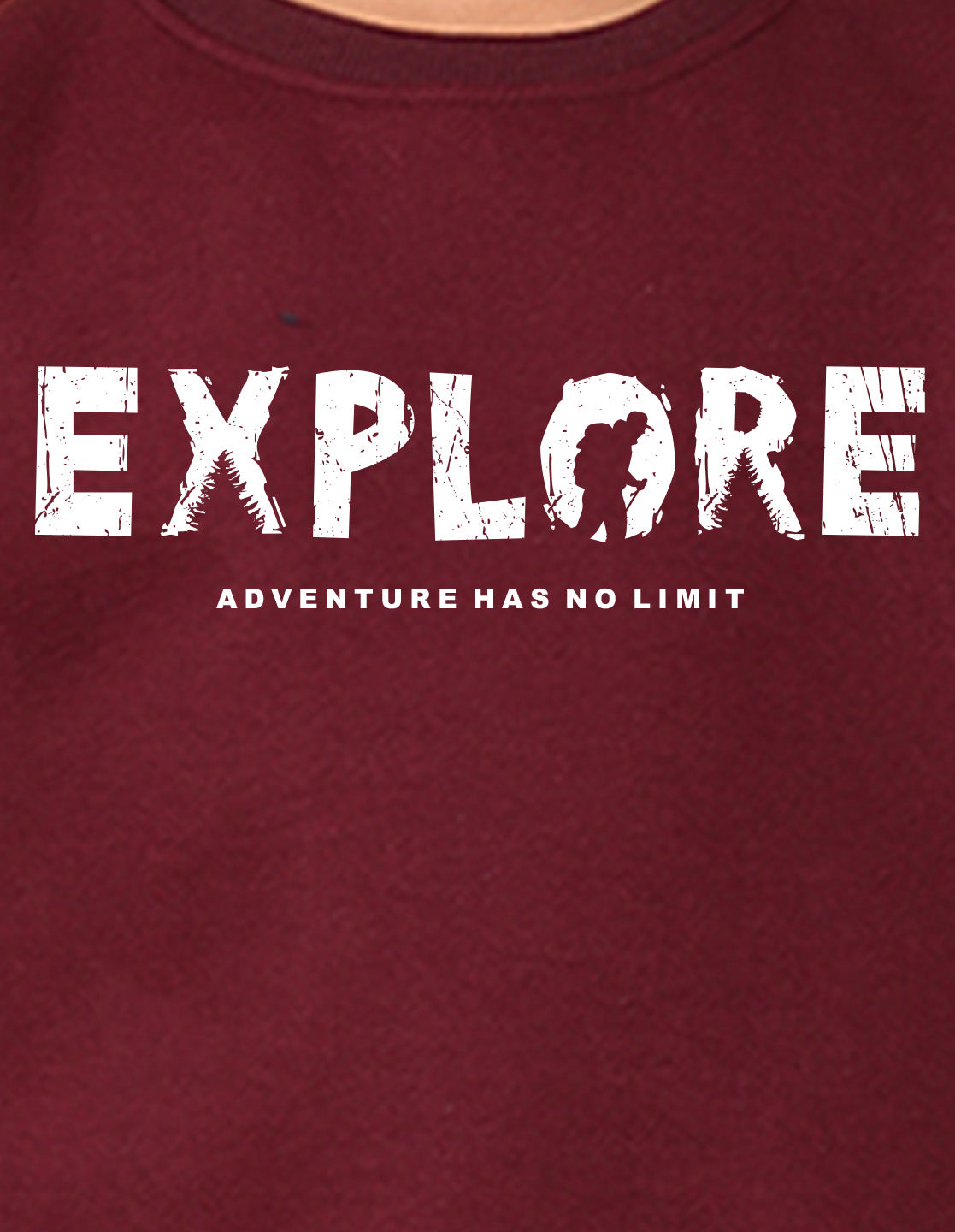 NUSYL Boy's Burgundy Explore text Printed Oversized Round neck Sweatshirt