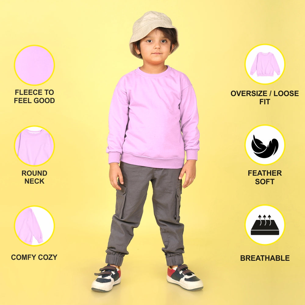NUSYL Boy's Lilac Believe text Printed Oversized Round neck Sweatshirt