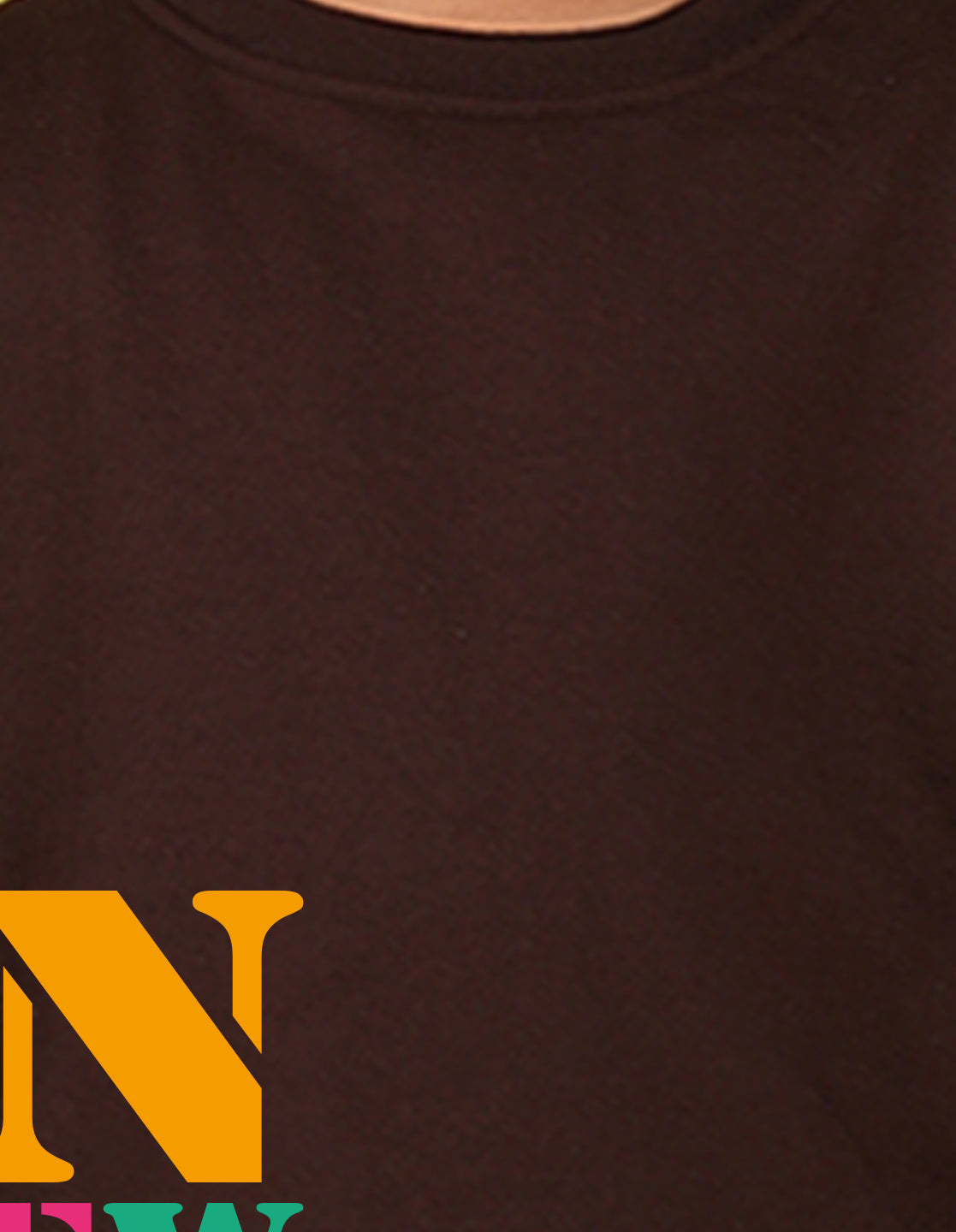 NUSYL Boy's Brown New York text Printed Oversized Round neck Sweatshirt