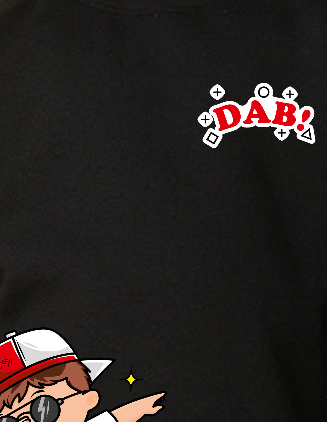NUSYL Boy's Black Dab! text Printed Oversized Round neck Sweatshirt