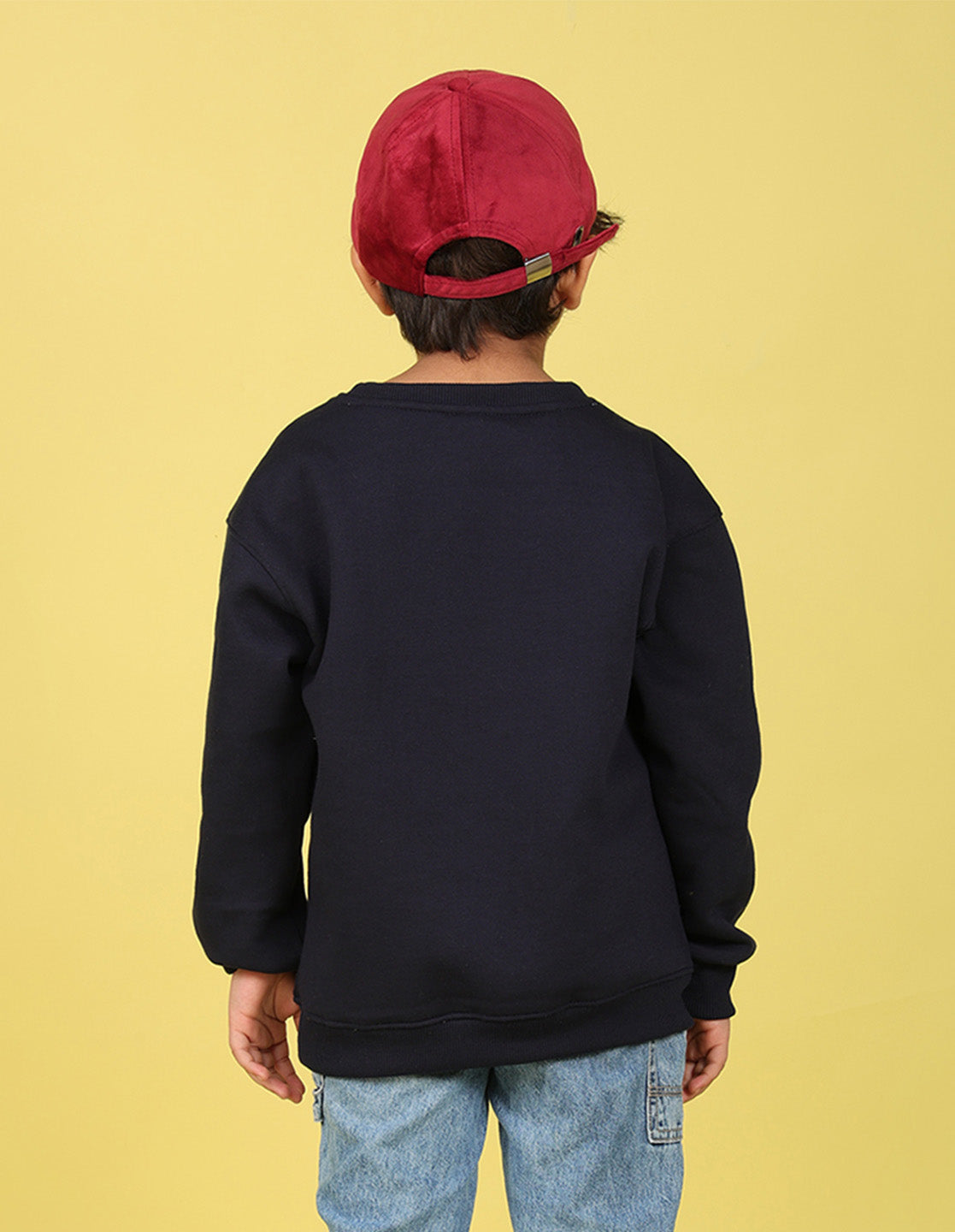 NUSYL Boy's Navy Blue Awesomeness text Printed Oversized Round neck Sweatshirt