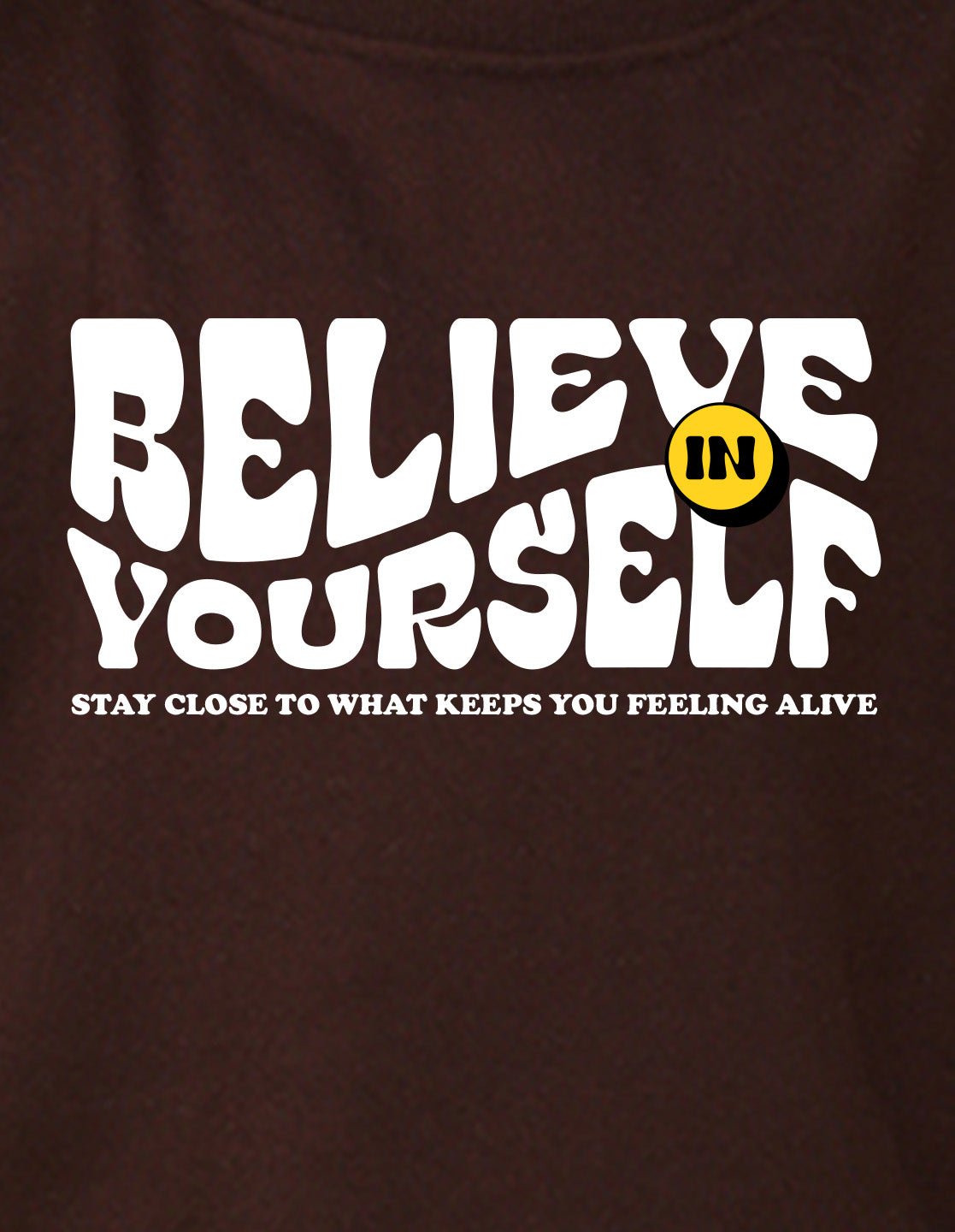 NUSYL Boy's Brown Believe yourself text Printed Oversized Round neck Sweatshirt