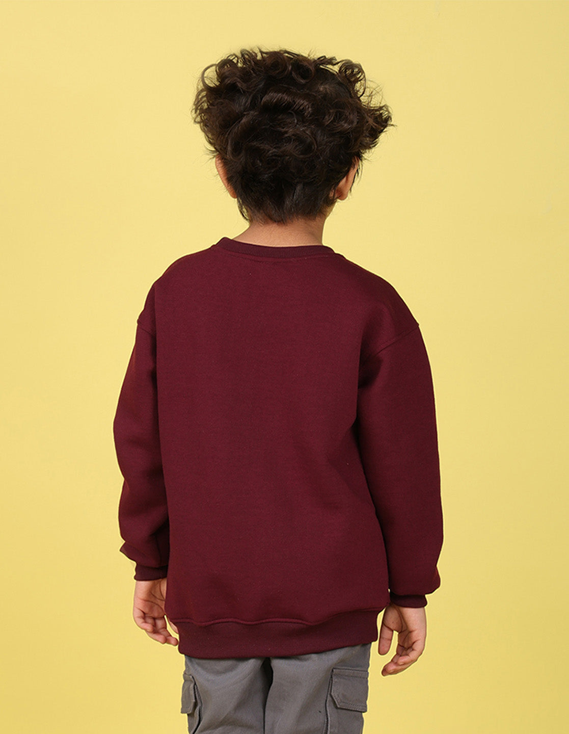 NUSYL Boy's Burgundy Dinosaur Printed Oversized Round neck Sweatshirt