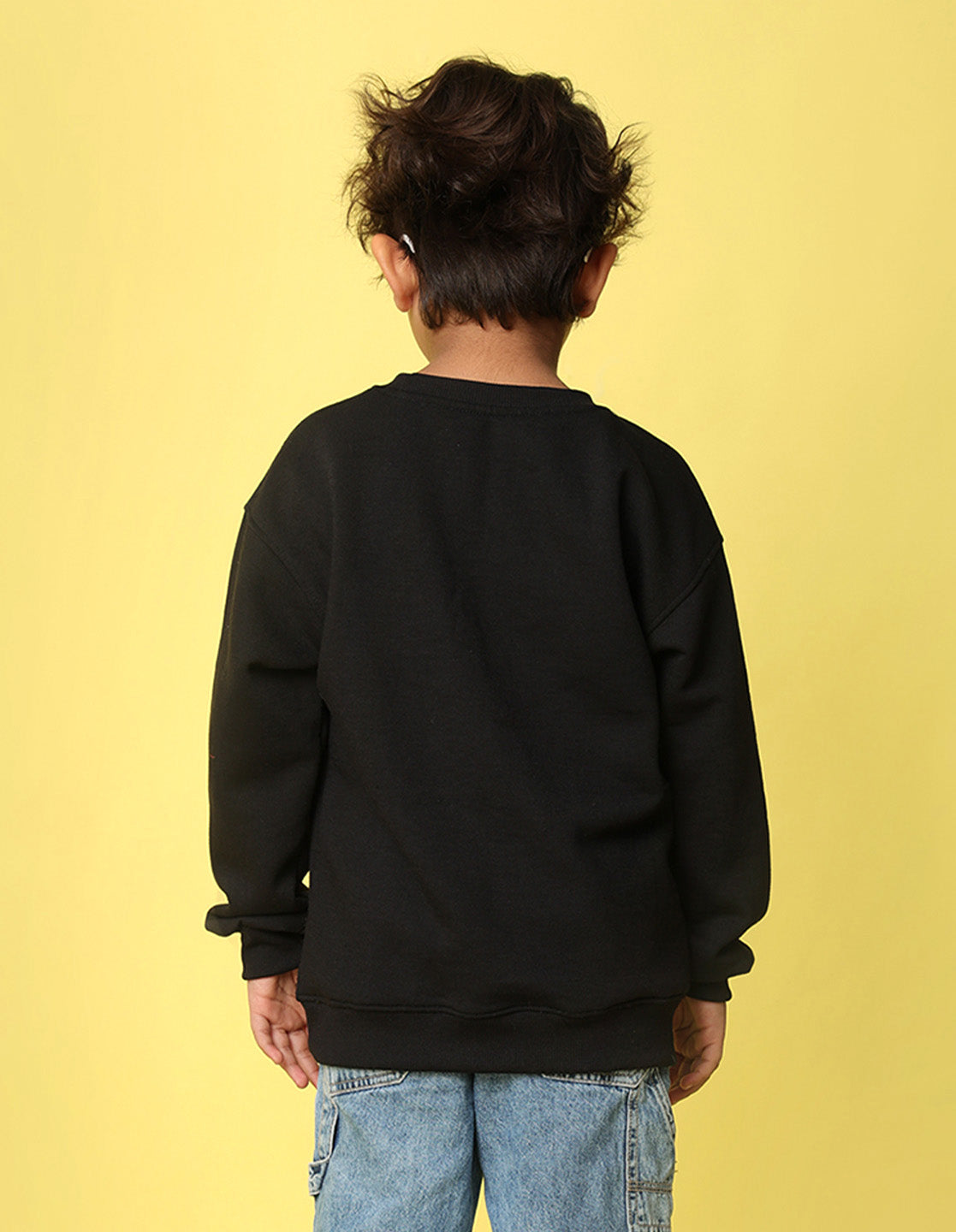 NUSYL Boy's Black Dinosaur Printed Oversized Round neck Sweatshirt