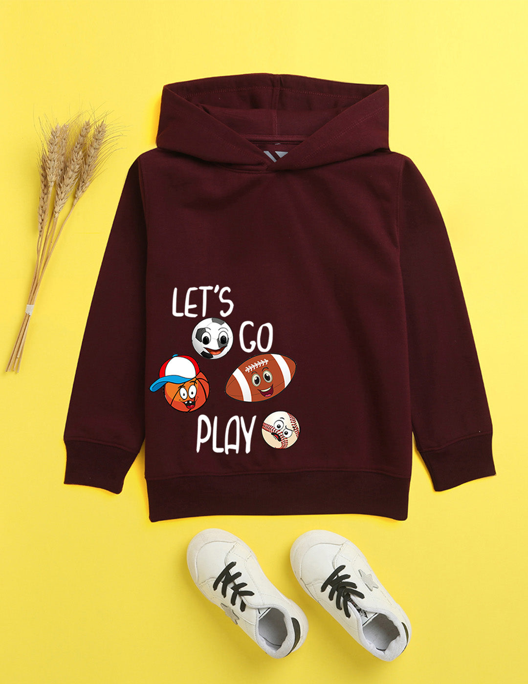 Burgandy Printed Sweatshirt For Kids