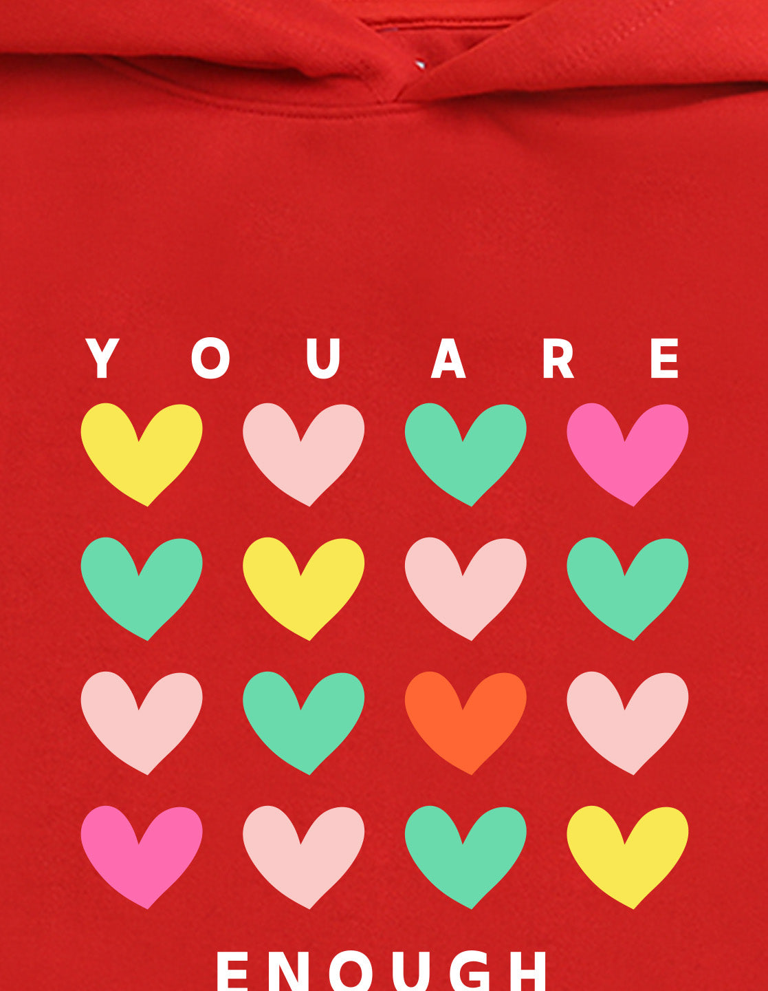 Nusyl Girl's Red you are enough text Printed hoodie