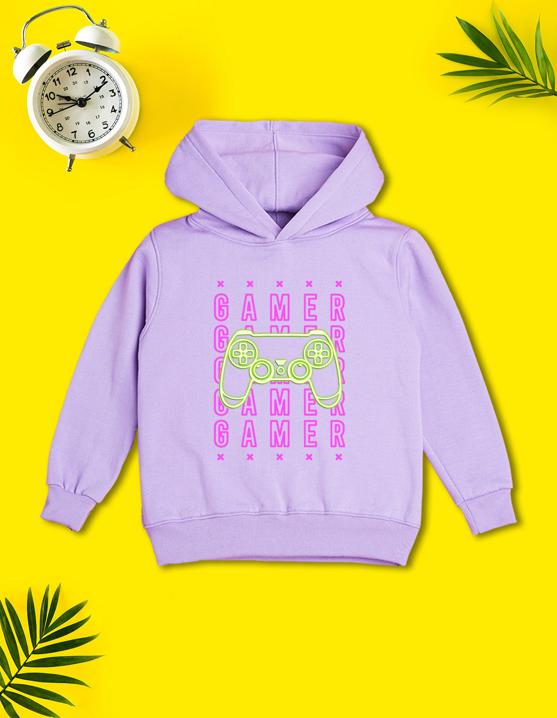 Nusyl Boy's Lilac Gamer text Printed Hoodie