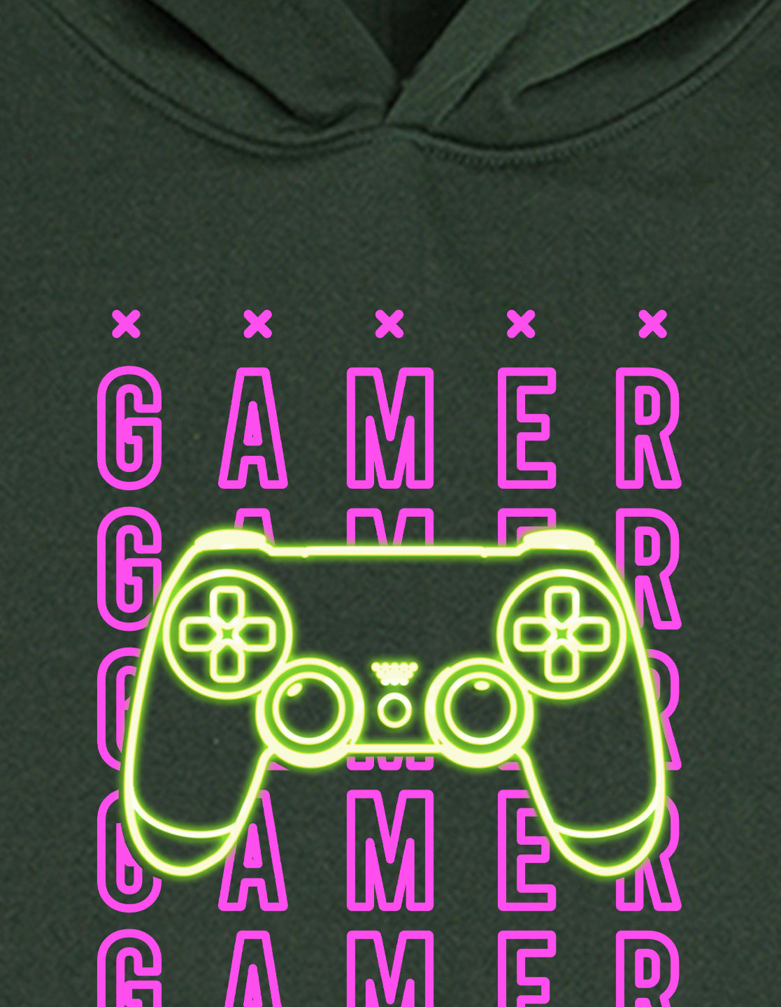 Nusyl Boy's Olive Gamer text Printed Hoodie