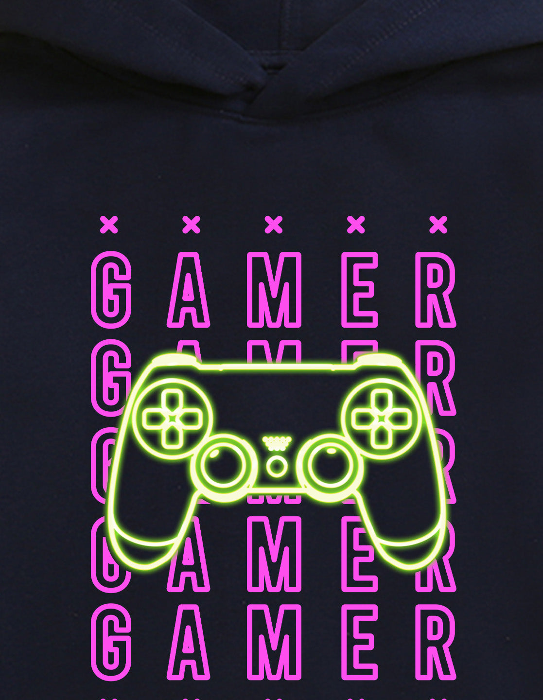 Nusyl Boy's Navy Blue Gamer text Printed Hoodie