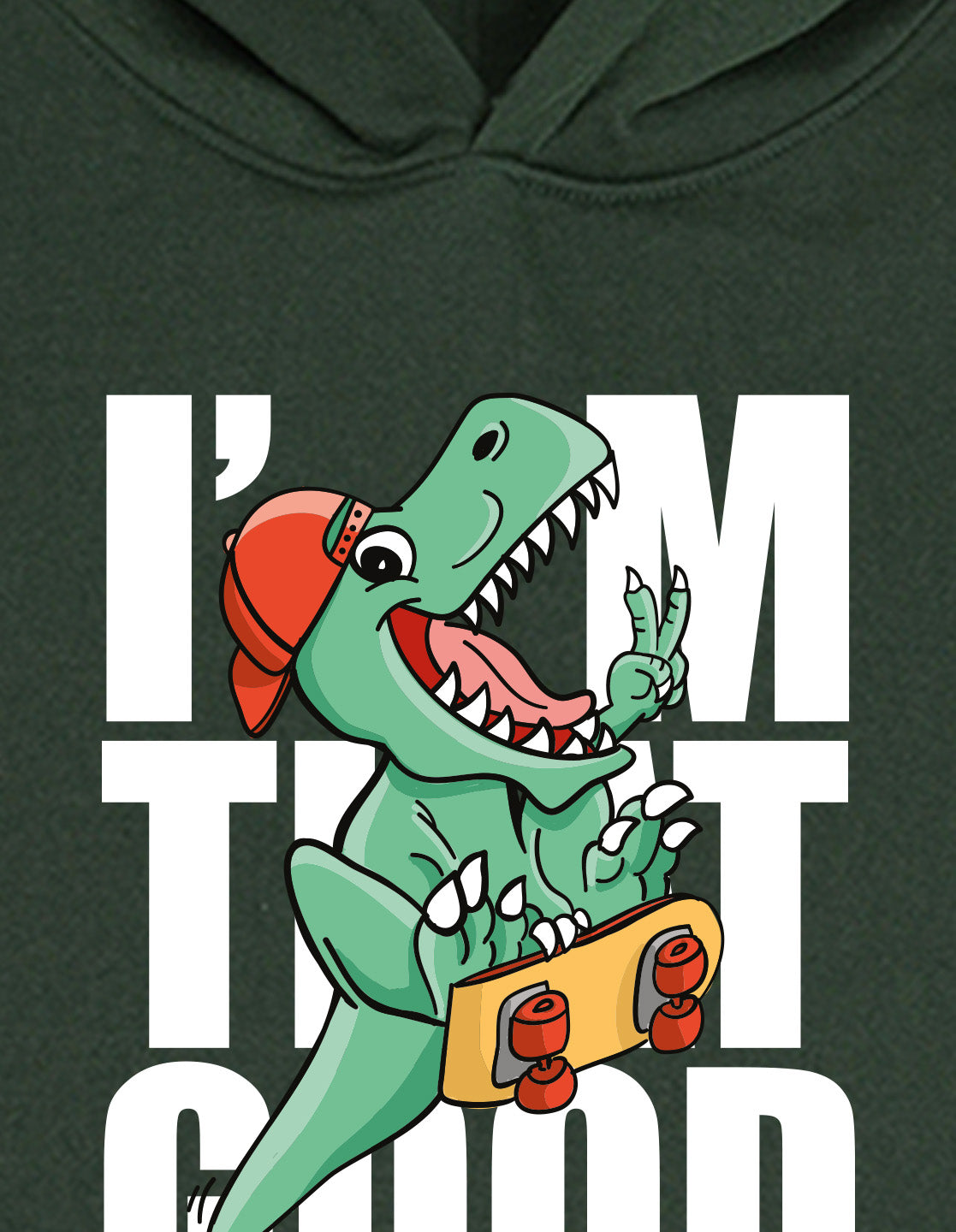 Nusyl Boy's Olive Dinosaur & text Printed Hoodie