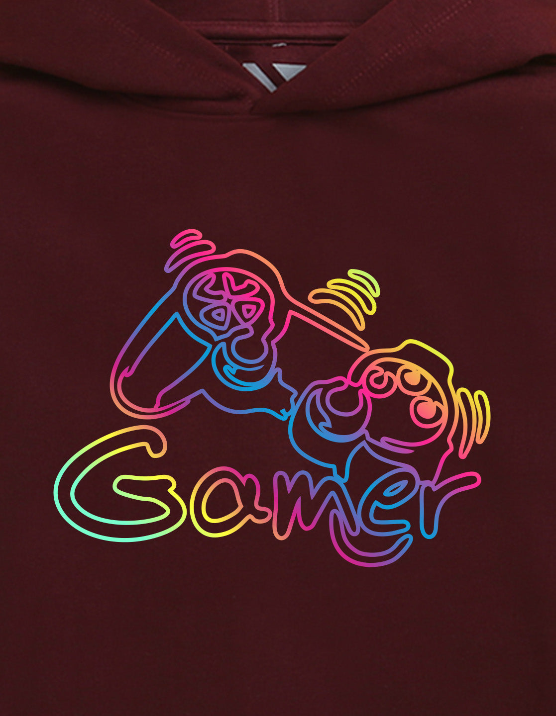 Nusyl Boy's Burgundy Gamer graphic & text Printed Hoodie