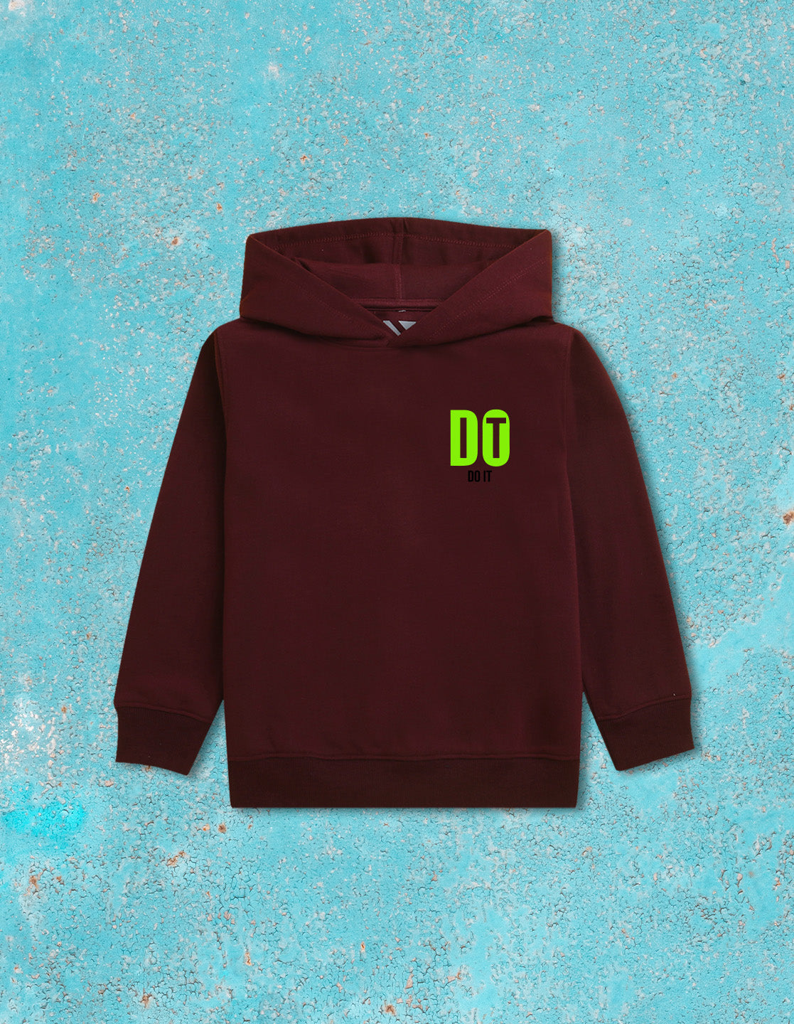 Nusyl Boy's Burgundy Do it text Printed Hoodie