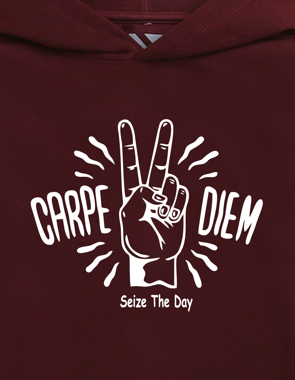 Nusyl Boy's Burgundy Carpe diem text Printed Hoodie