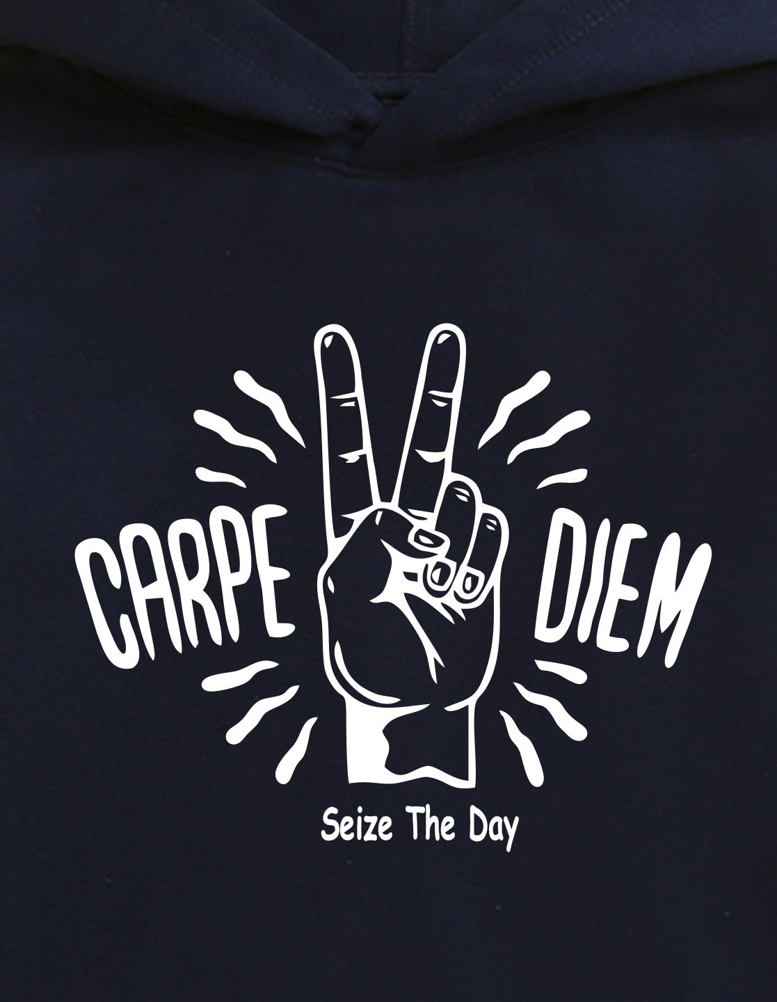 Nusyl Boy's Navy Blue Carpe diem text Printed Hoodie