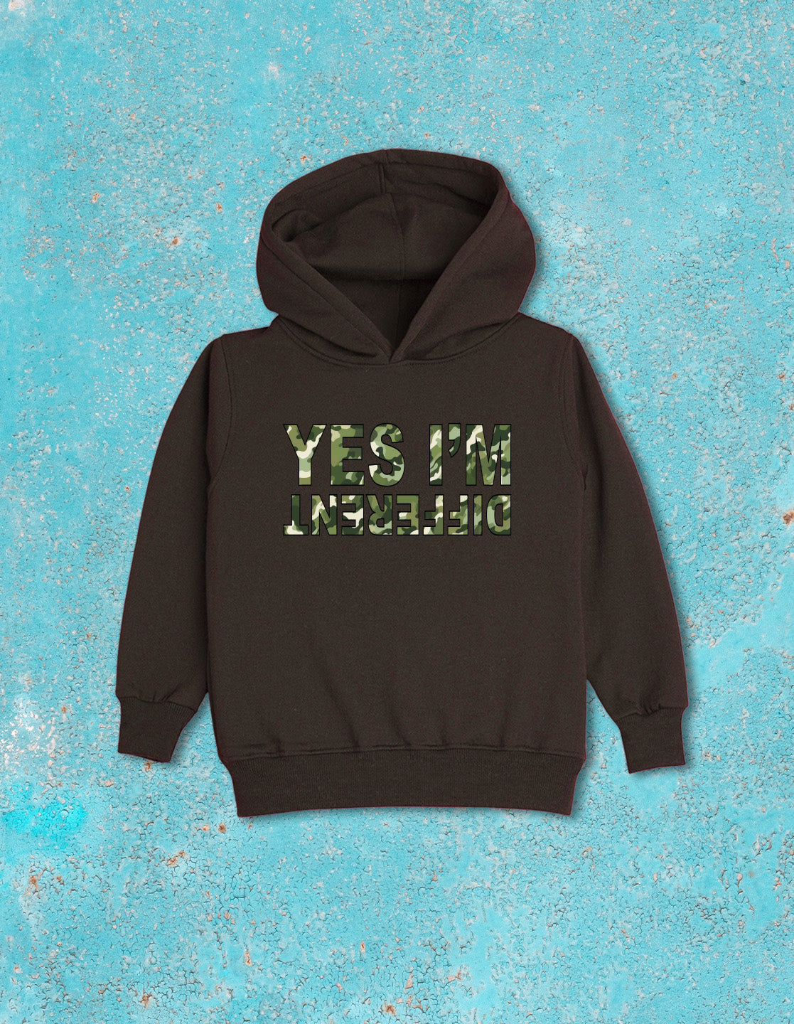 Nusyl Boy's Brown Yes I'm different text Printed Hoodie