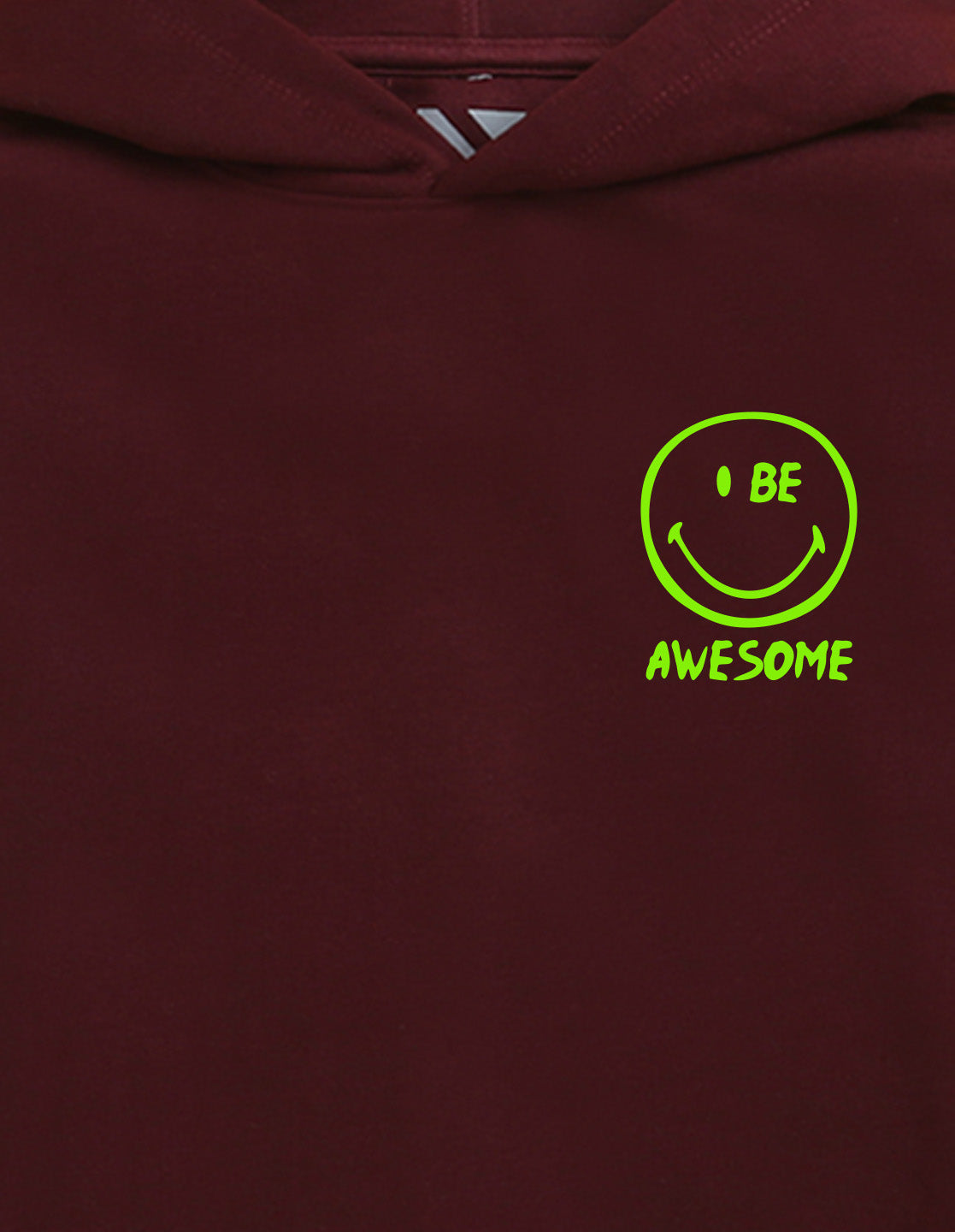 Nusyl Boy's Burgundy smiley emoji & text Printed Hoodie