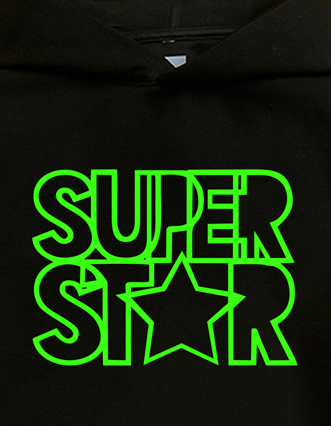 Nusyl Boy's Black Super star text Printed Hoodie