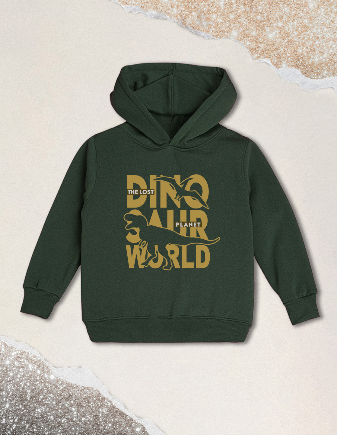 Nusyl Boy's Olive Dinosaur Printed Hoodie
