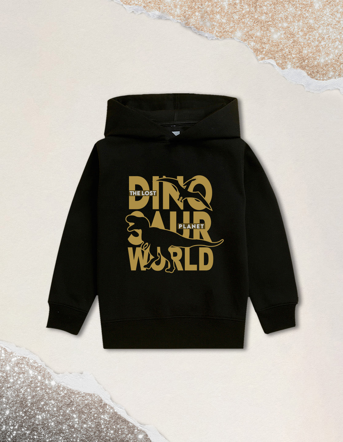 Nusyl Boy's Black Dinosaur Printed Hoodie