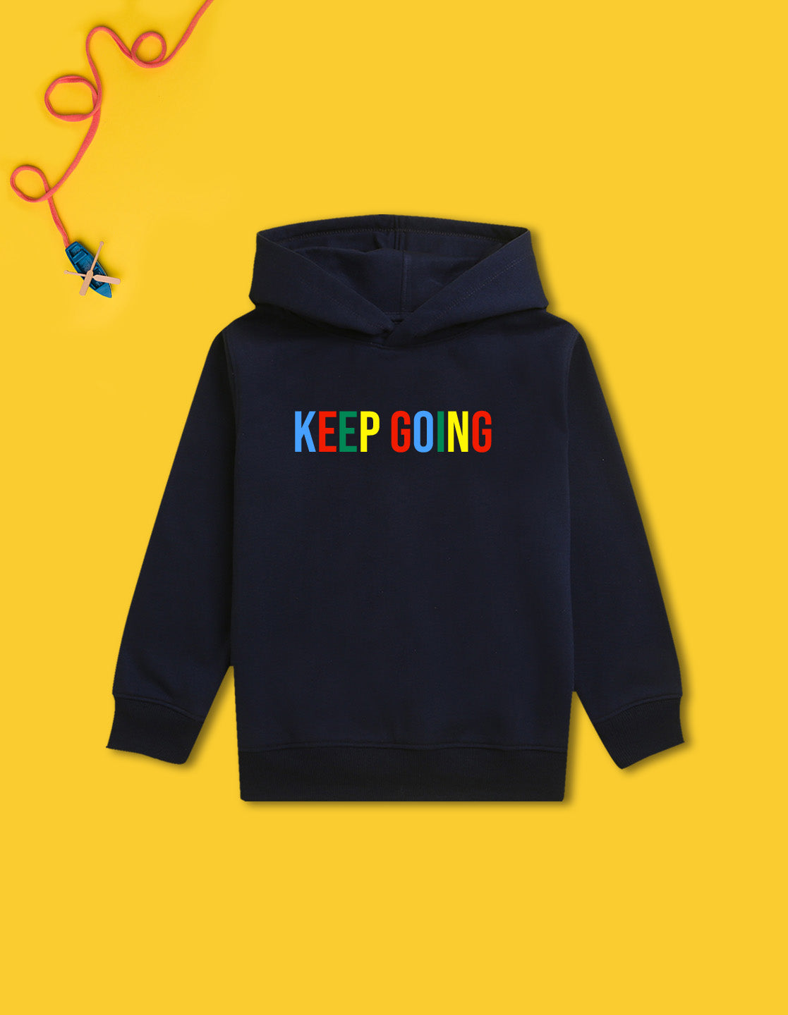 Nusyl Boy's Navy Blue Keep going text Printed Hoodie